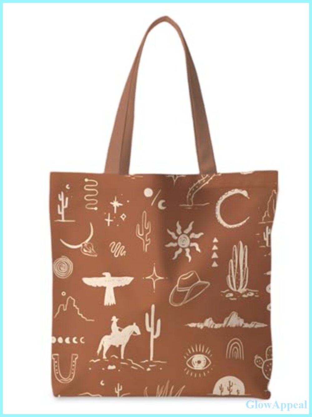 Western Cowgirl Canvas Tote Bag Reusable Grocery Tote